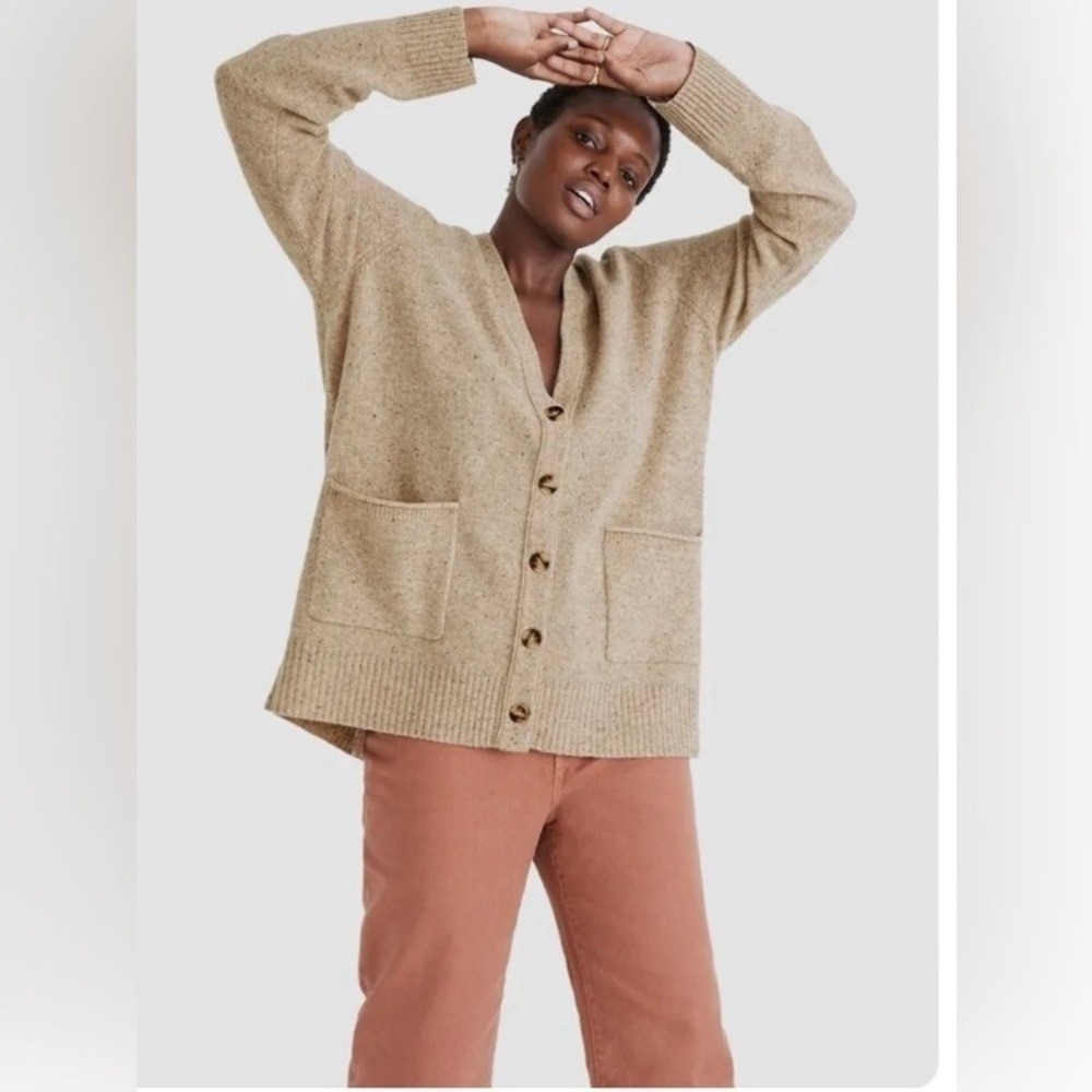 Madewell cardigan 100% Merino wool size XS beige buttons knit preppy school